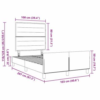 Bettgestell Hellgrau 100x200 cm Stoff
