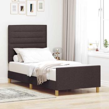 ARDEBO.de - Bettgestell mit Kopfteil Dunkelbraun 100 x 200 cm Stoff