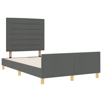 Bettgestell mit Kopfteil Dunkelgrau 120 x 190 cm Stoff