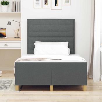 Bettgestell mit Kopfteil Dunkelgrau 120 x 190 cm Stoff
