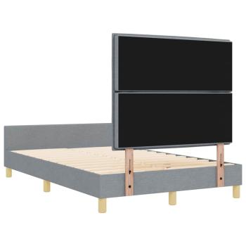 Bettgestell mit Kopfteil Hellgrau 140 x 190 cm Stoff
