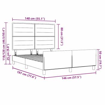 Bettgestell Blau 140x190 cm aus Stoff