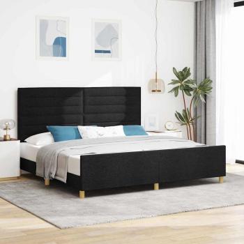 ARDEBO.de - Schwarzes Stoffbettgestell 200x200 cm