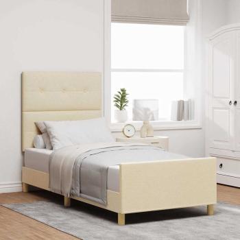 ARDEBO.de - Bettgestell mit Kopfteil Creme 90 x 190 cm Stoff