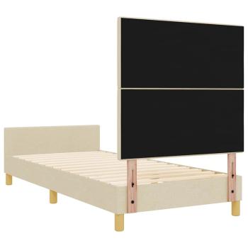 Bettgestell mit Kopfteil Creme 90 x 190 cm Stoff
