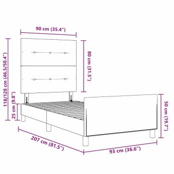 Bettgestell Dunkelbraun 90x200 cm Stoff