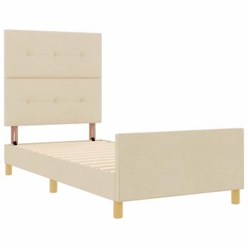 Creme Bettgestell 90x200 cm Stoff