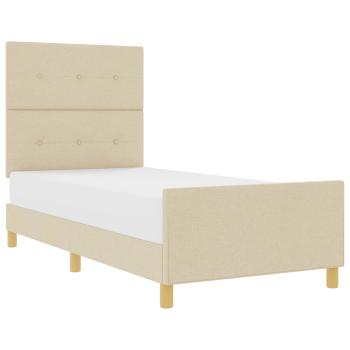 Creme Bettgestell 90x200 cm Stoff