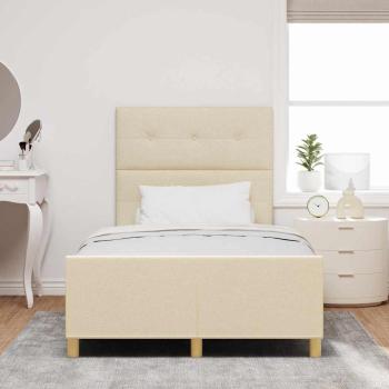 Bettgestell in Creme, 120x190 cm, aus Stoff