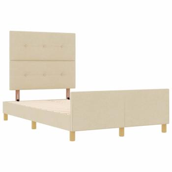 Bettgestell in Creme, 120x190 cm, aus Stoff
