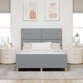 Bettgestell mit Kopfteil Hellgrau 140 x 200 cm Stoff