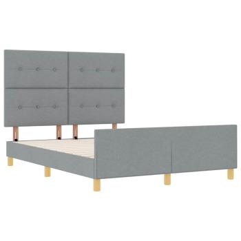 Bettgestell mit Kopfteil Hellgrau 140 x 200 cm Stoff