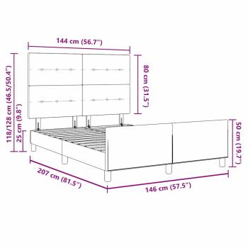 Bettgestell Schwarz 140x200 cm Stoff