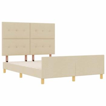 Bettgestell mit Kopfteil Creme 140 x 200 cm Stoff
