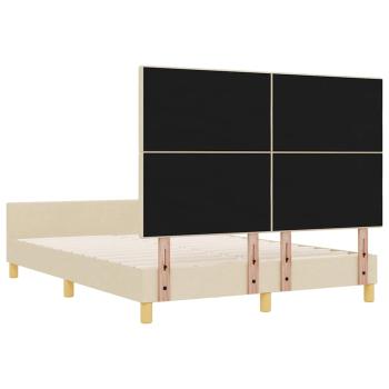 Bettgestell mit Kopfteil Creme 140 x 200 cm Stoff