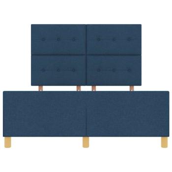Bettgestell mit Kopfteil Blau 140 x 200 cm Stoff