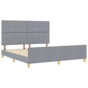 Bettgestell mit Kopfteil Hellgrau 180 x 200 cm Stoff