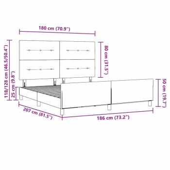 Bettgestell Schwarz 180x200 cm Stoff