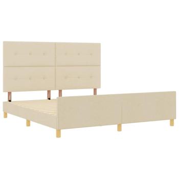 Bettgestell mit Kopfteil Creme 180 x 200 cm Stoff