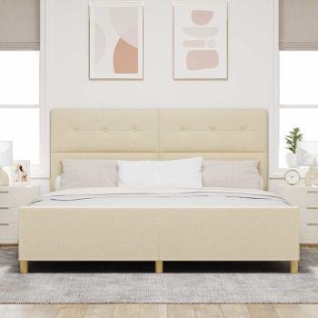 Bettgestell in Creme 200x200 cm aus Stoff