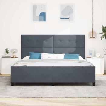 Boxspringbett mit Kopfteil Dunkelgrau 200 x 200 cm Samt