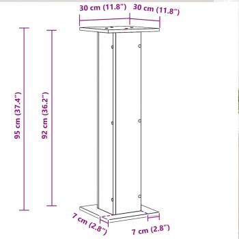 Pflanzenständer 2 pcs Schwarz Eichen-Optik 30 x 30 x 95 cm