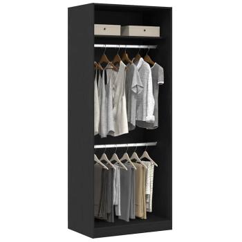 Kleiderschrank Schwarz Eiche 80x50x200 cm Holzwerkstoff