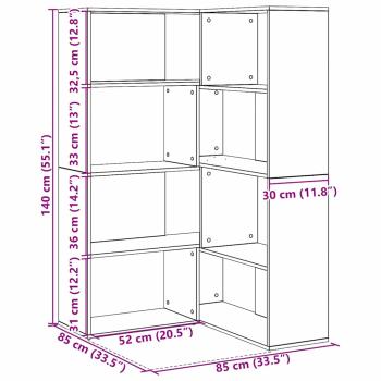 Eckschrank Schwarz Eiche 140x30x140 cm Spanplatte