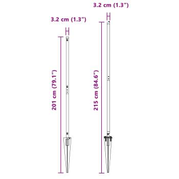 Zaunpfosten mit Spike 52 Stück Ø32 mm 170 cm verzinkter Stahl