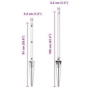 Zaunpfosten mit Spike 52 Stück Ø32 mm 60 cm Verzinkter Stahl