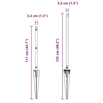 Zaunpfosten mit Spitze 52 Stück Ø32 mm 80 cm Verzinkter Stahl