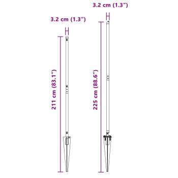 Zaunpfosten mit Spitze 52 Stück Ø32 mm 180 cm Verzinkter Stahl