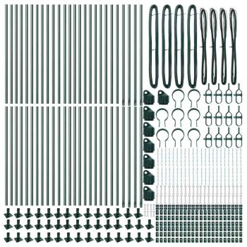 Zaunpfosten Set von 52 Grün Pulverbeschichteter Stahl