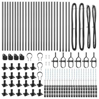 Zaunpfosten Set aus 26 Grau Beton, Metall 3,2 x 3,2 x 70 cm