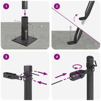 Zaunpfosten Set mit 104 Grau Beton, Metall 3,2 x 3,2 x 78,5 cm