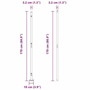 Zaunpfosten Set von 104 Verzinkter Stahl 3,2 x 3,2 x 88,5 cm