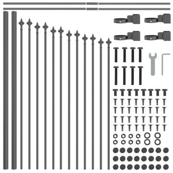 Gartenzaun mit Bogenoberteil in Grau, 3,4 x 0,75 m, aus Stahl