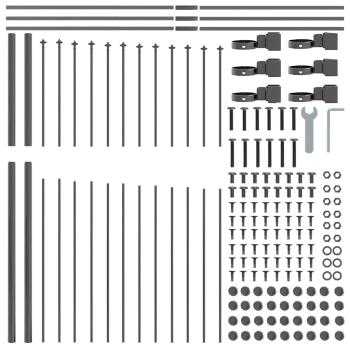 Gartenzaun 2 pcs Grau 170 x 215 cm Pulverbeschichteter Stahl