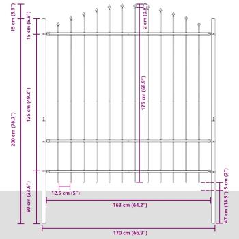 Gartenzaun 2 pcs Grau 170 x 215 cm Pulverbeschichteter Stahl