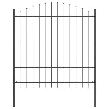 Gartenzaun mit Rundbogen grau 3,4x1,75 m aus Stahl