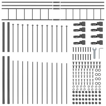 Gartenzaun mit Bogenoberteil Grau 3,4x2 m aus Stahl