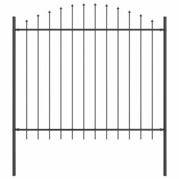 Gartenzaun mit Bogenoberteil in Grau 5,1 x 1,25 m aus Stahl