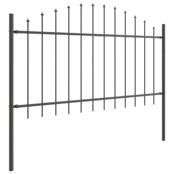 Gartenzaun mit Bogenoberteil in Grau 6,8x1 m aus Stahl