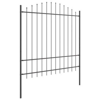 Gartenzaun mit Bogenoberseite Grau 8,5x1,75 m Stahl