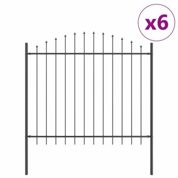 Gartenzaun mit Bogenoberteil in Grau, 10,2x1,25 m, aus Stahl
