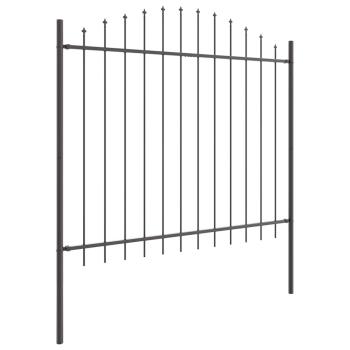 Gartenzaun mit Bogenoberteil in Grau, 10,2x1,25 m, aus Stahl