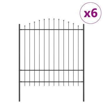 Gartenzaun mit Bogenoberteil Grau 10,2x1,75 m Stahl