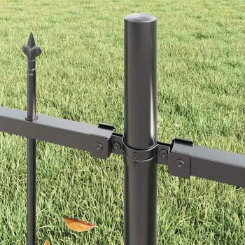 Gartenzaun mit Bogenoberteil Grau 10,2x1,75 m Stahl