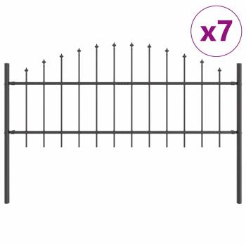 Gartenzaun mit Bogenoberteil Grau 11,9x0,75 m aus Stahl