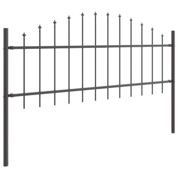Gartenzaun mit Bogenoberteil Grau 11,9x0,75 m aus Stahl
